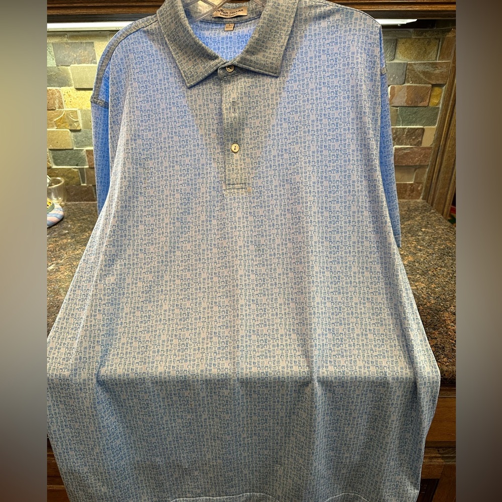 Peter Millar size Large - light blue golf shirt with cocktails on it .